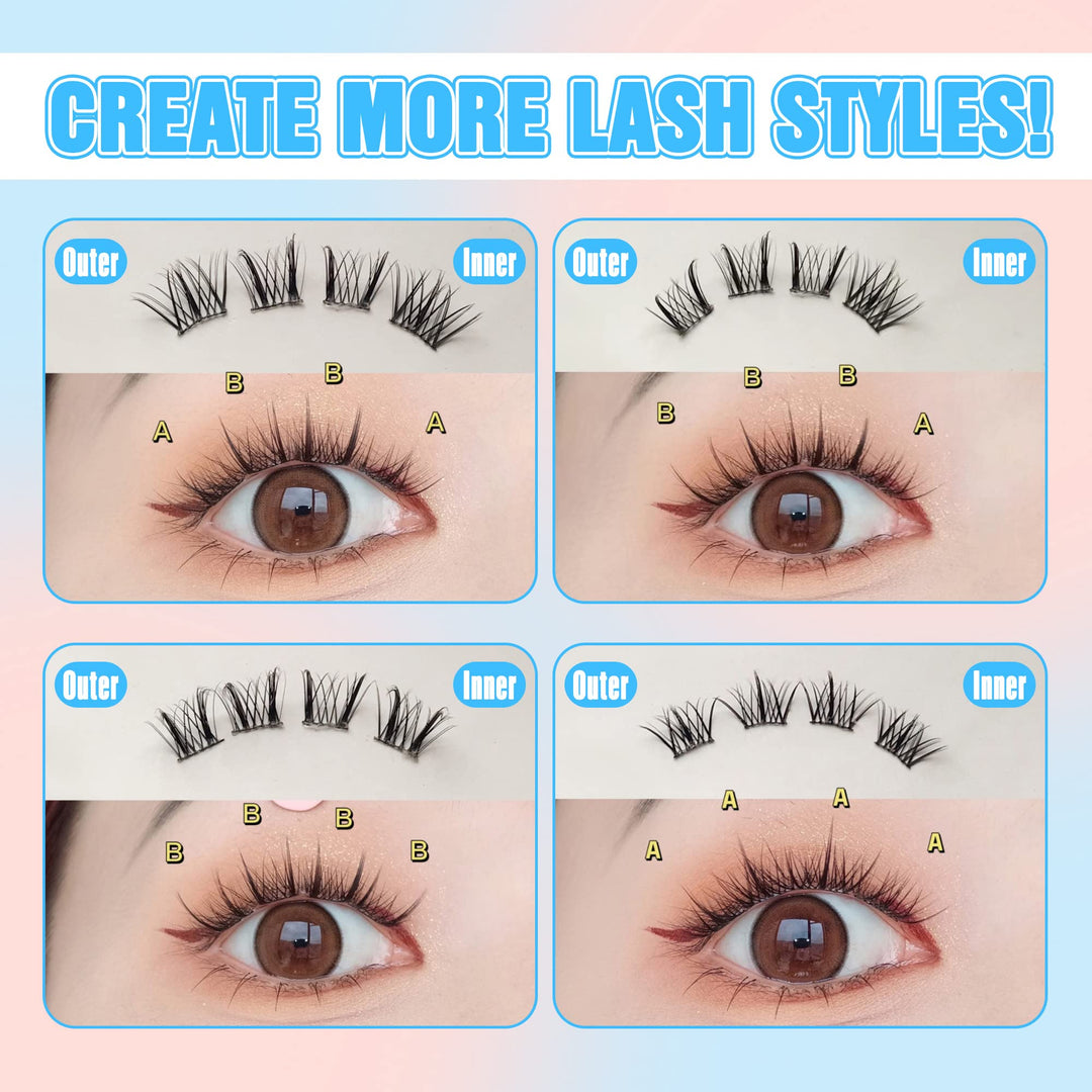 Yawamica Lash Clusters, D Curl, 2 Styles, 80 Count