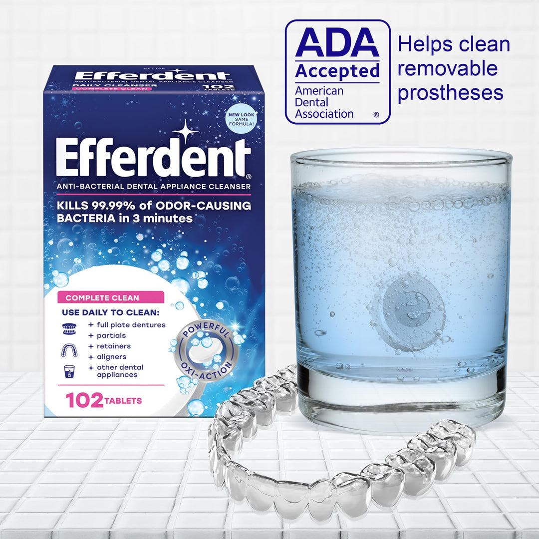 Efferdent Original Anti-Bacterial Denture Cleanser Tablets, 102 Count