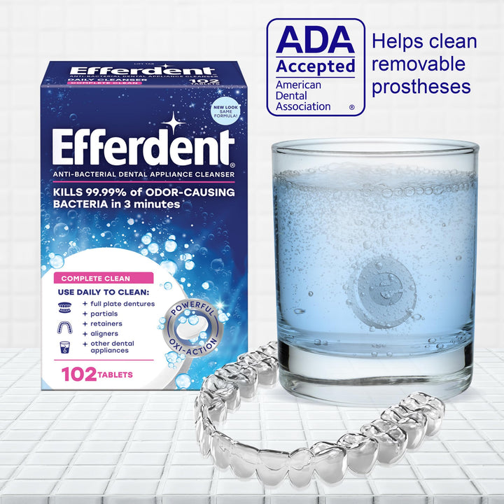 Efferdent Original Anti-Bacterial Denture Cleanser Tablets, 102 Count