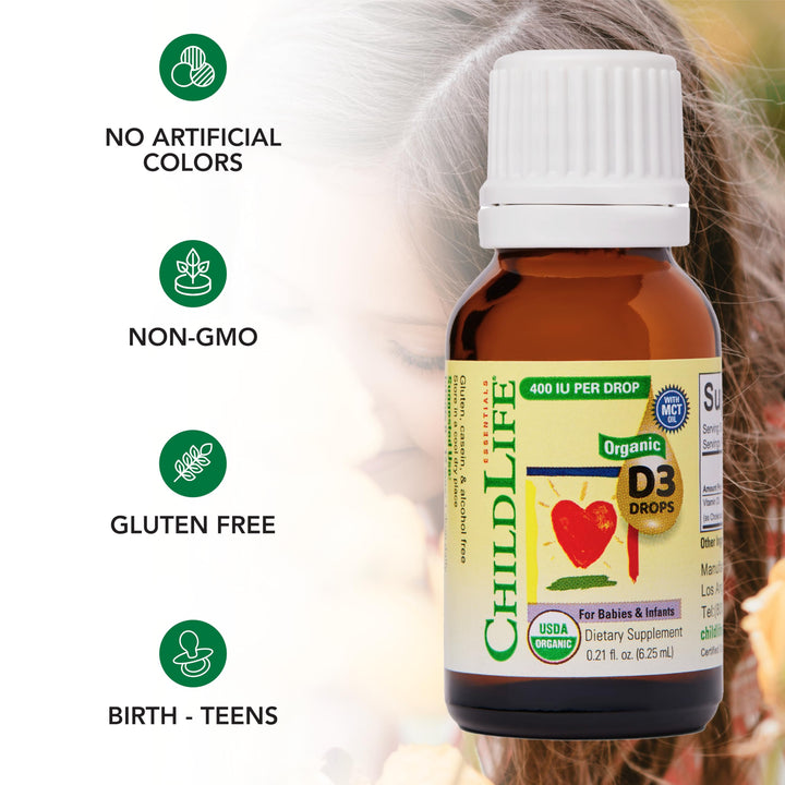 ChildLife Essentials Organic Infant Vitamin D3 Drops, 0.21 fl oz