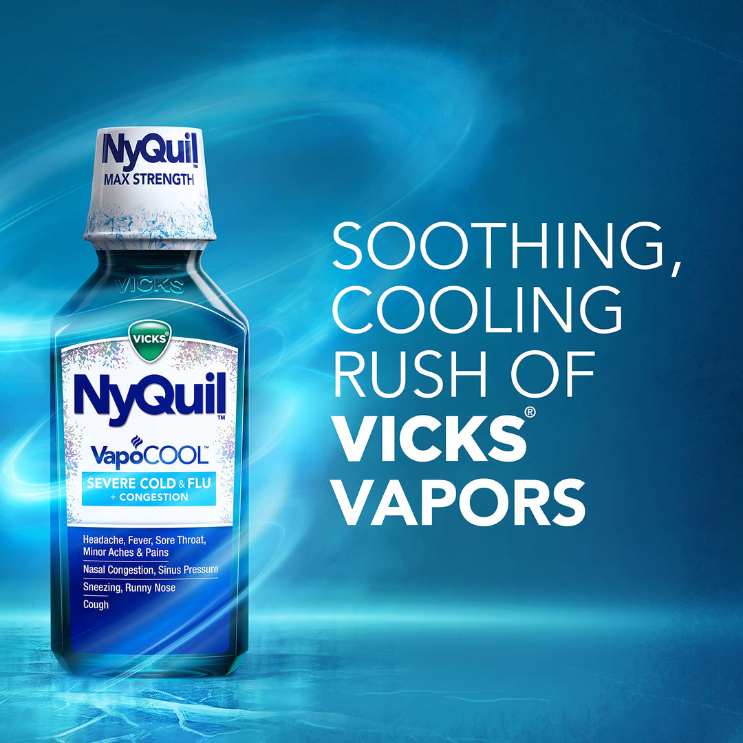 Vicks DayQuil and NyQuil VapoCOOL Severe Combo Cold and Flu Medicine, Max Strength, 12 fl oz, Pack of 2
