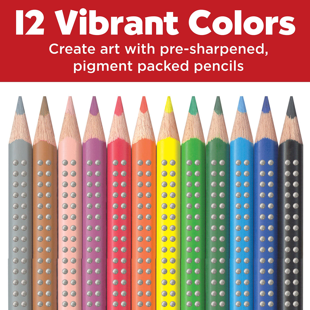 Faber-Castell Grip Colour Pencils, 12 Count