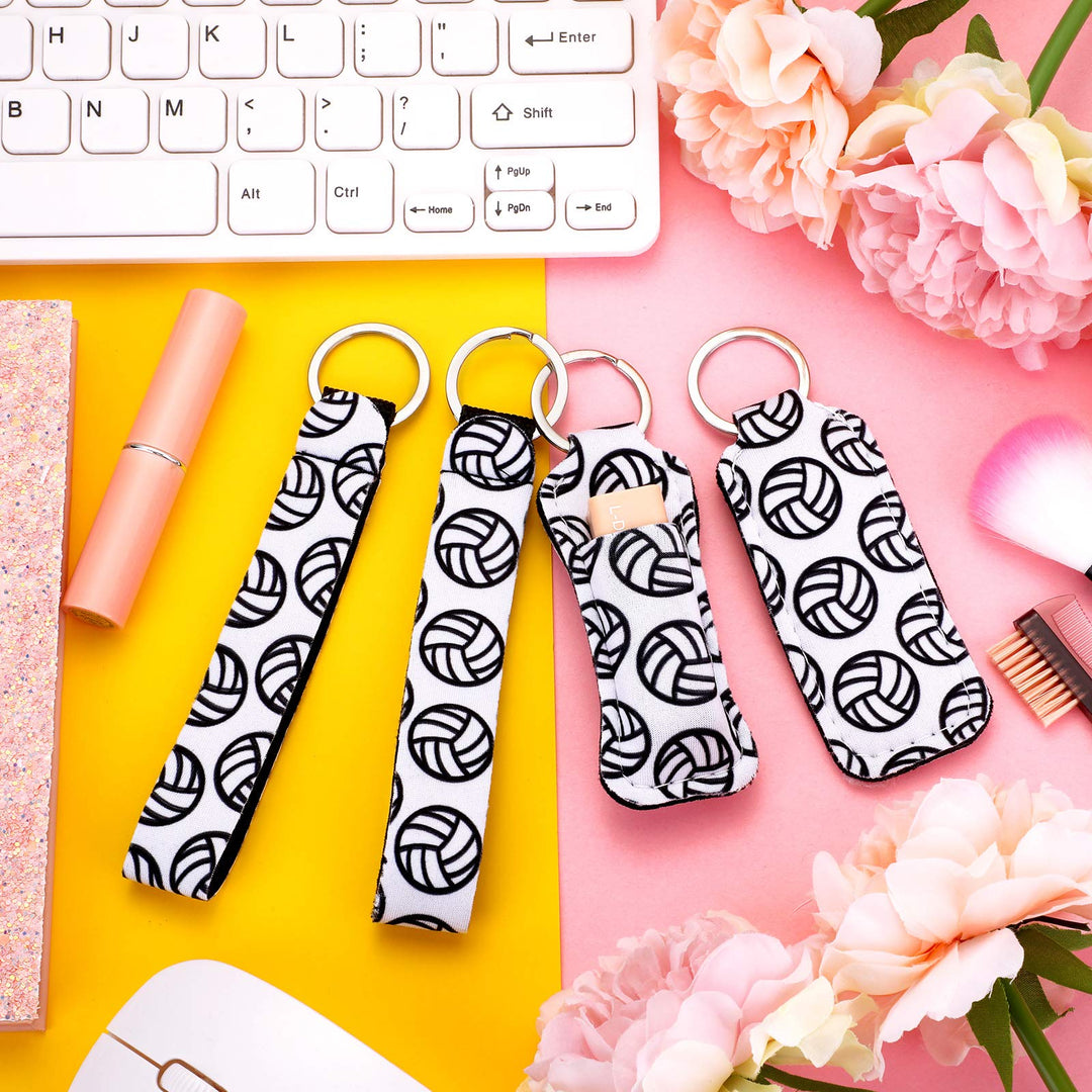 Patelai Volleyball Lipstick Holder Keychain Set, White, 20 Count