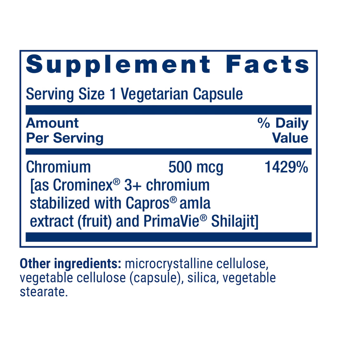 Life Extension Optimized Chromium with Crominex 3+, 500 mcg, 60 Count