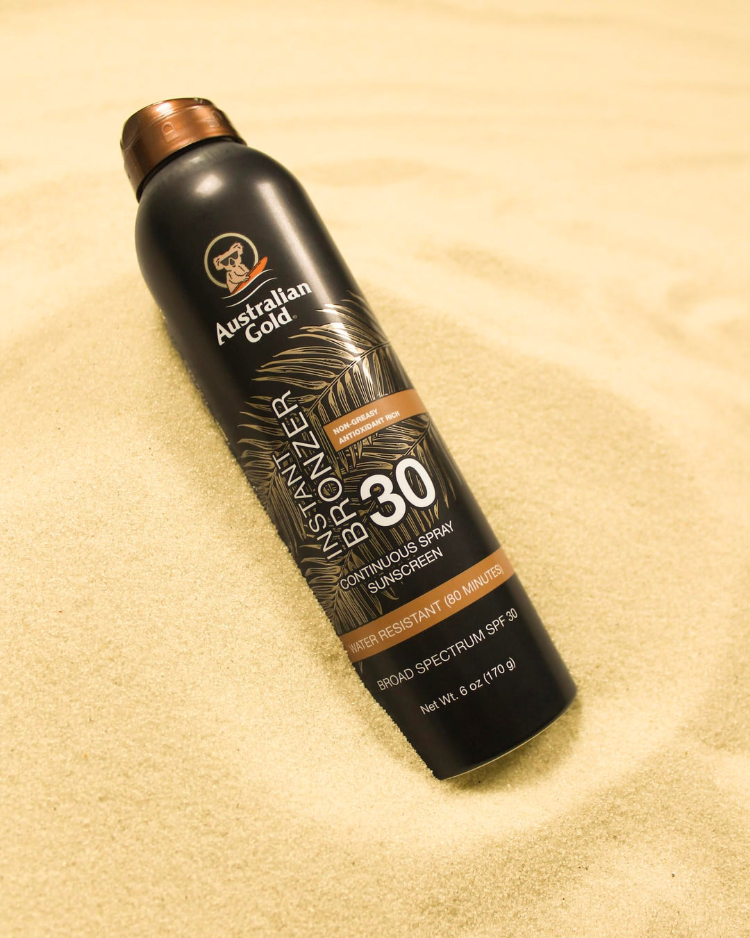 Australian Gold Continuous Spray Sunscreen SPF 30, Instant Bronzer, 6 fl oz