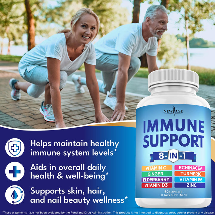 NEW AGE 8 in 1 Immune Support Supplement, 120 Count, Pack of 2