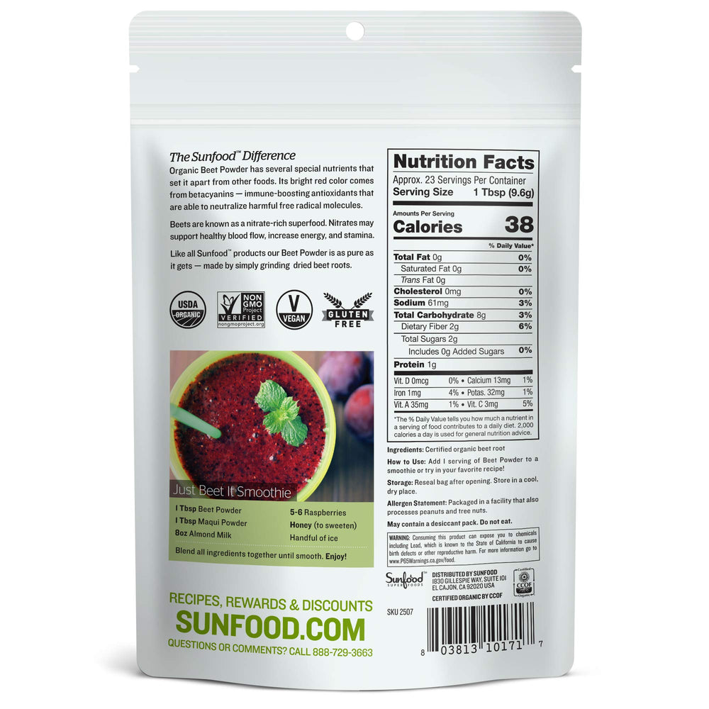 Sunfood Superfoods Organic Beet Powder, 8 oz