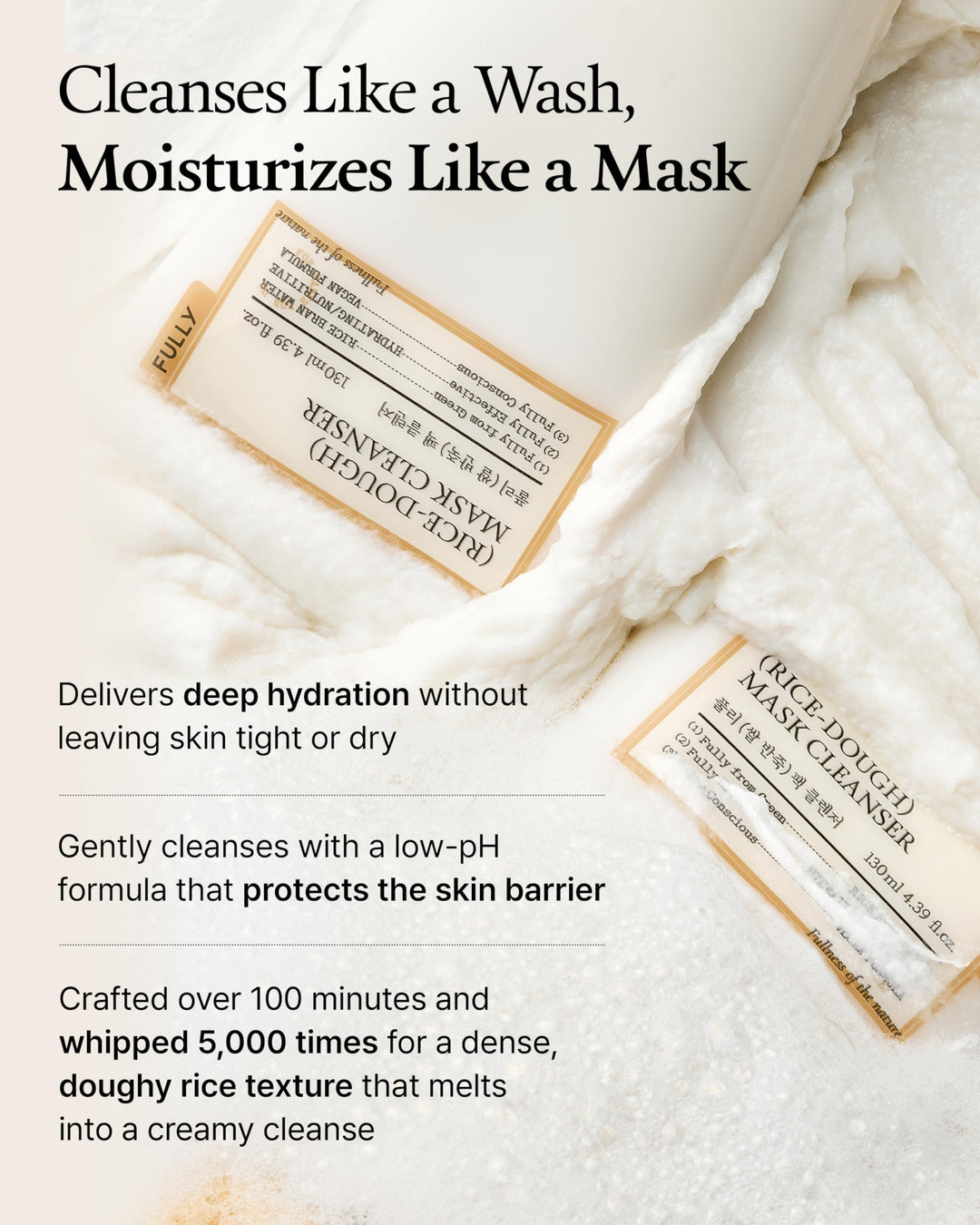 FULLY Rice-Dough Mask Cleanser, 4.39 fl oz