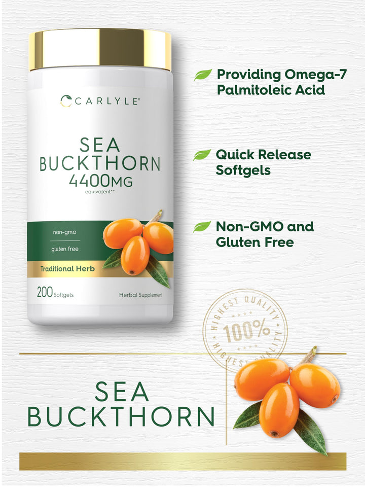 Carlyle Sea Buckthorn Oil Capsules, 4400 mg, 200 Count