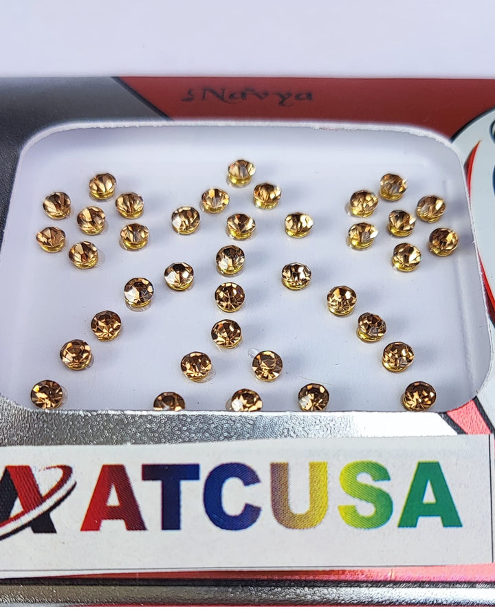 ATCUSA Bindi Dots Nose And Ear Studs, Golden Crystal, 3mm