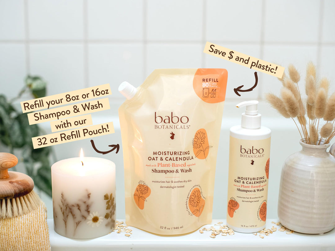 Babo Botanicals Moisturizing Oat & Calendula 2-in-1 Shampoo & Wash, Lightly Scented, 16 fl oz
