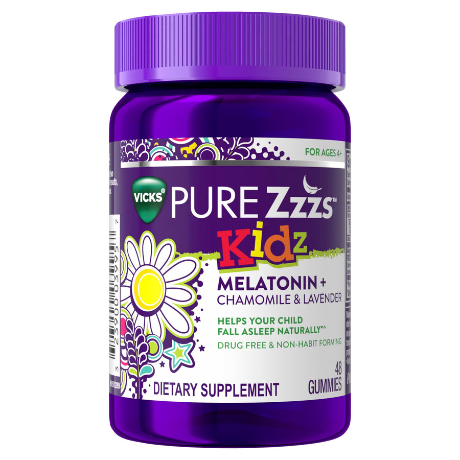 ZzzQuil Pure Zzzs Kidz Melatonin Sleep Aid Gummies, Berry, 48 Count