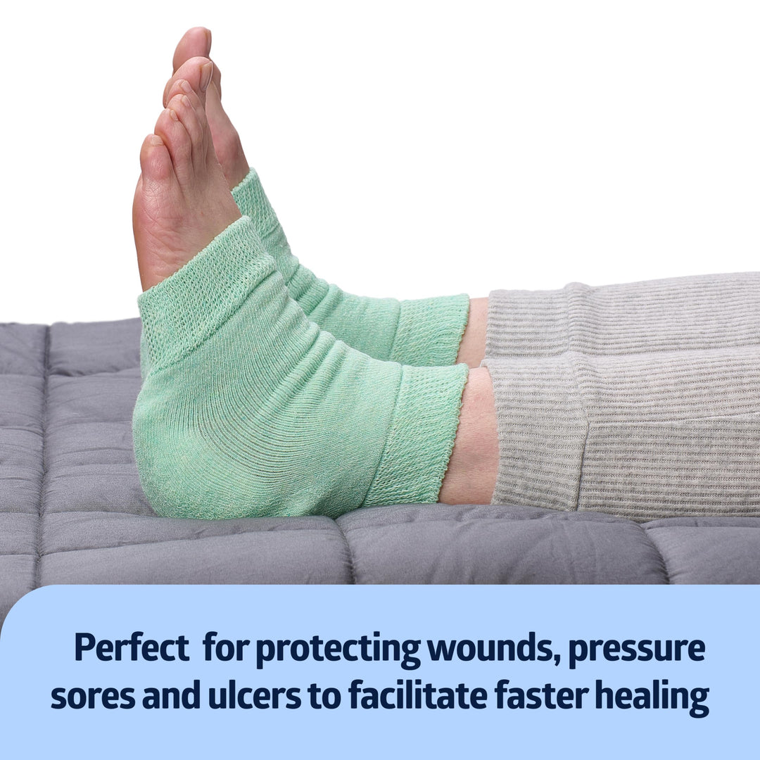 Medline Knit Elastic Heel And Elbow Protectors, Green, One Size