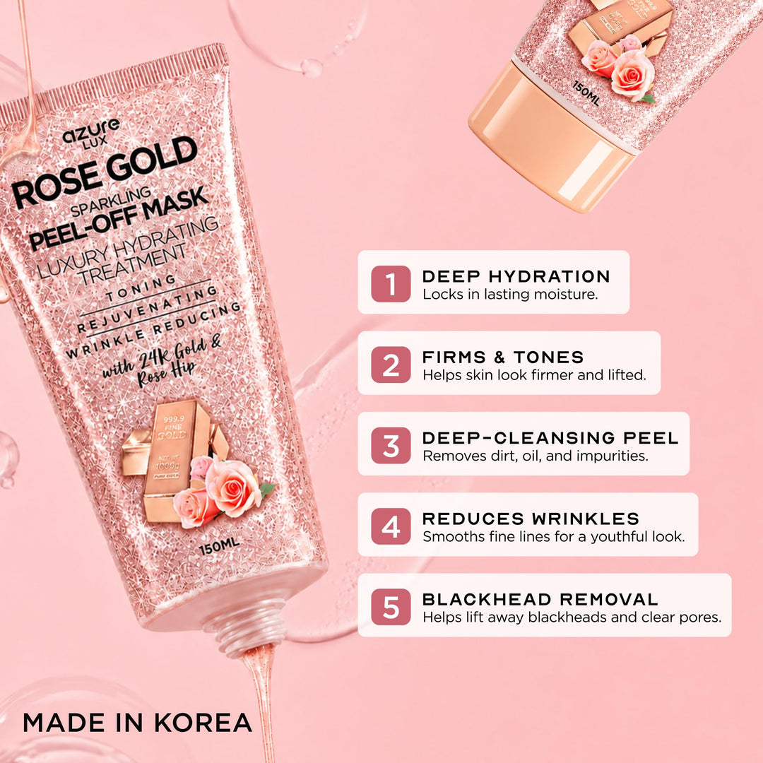 Azure Cosmetics Rose Gold Hydrating Peel Off Face Mask, 5.07 fl oz