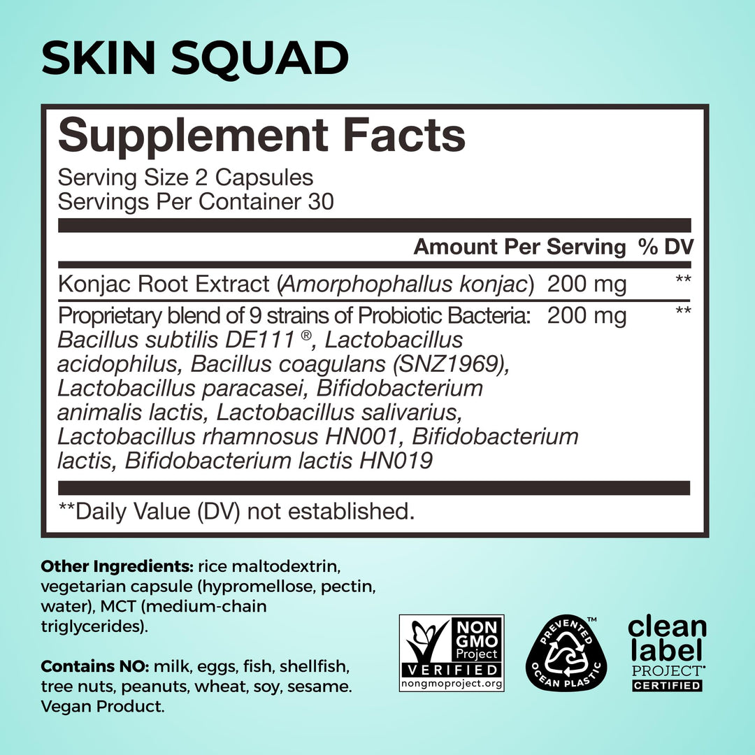 HUM Skin Squad Probiotic & Prebiotic, 60 Count