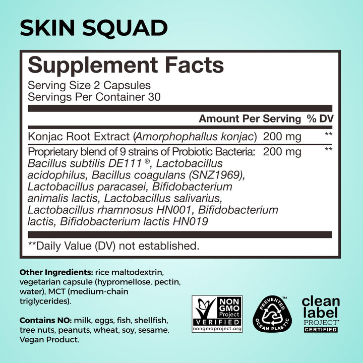 HUM Skin Squad Probiotic & Prebiotic, 60 Count