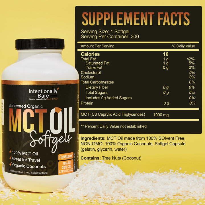 Intentionally Bare MCT Oil Capsules, Unflavored, 300 Count