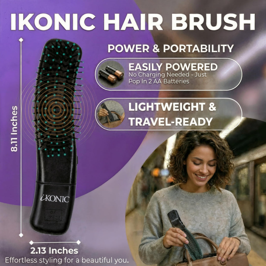 IKONIC 3-In-1 Vibrating Hair Growth Brush Scalp Massager