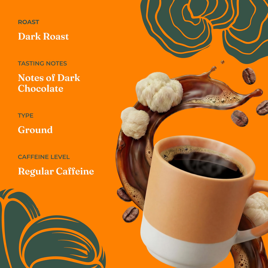 Four Sigmatic Mushroom Ground Coffee, Lion's Mane, Dark Roast, 283 g