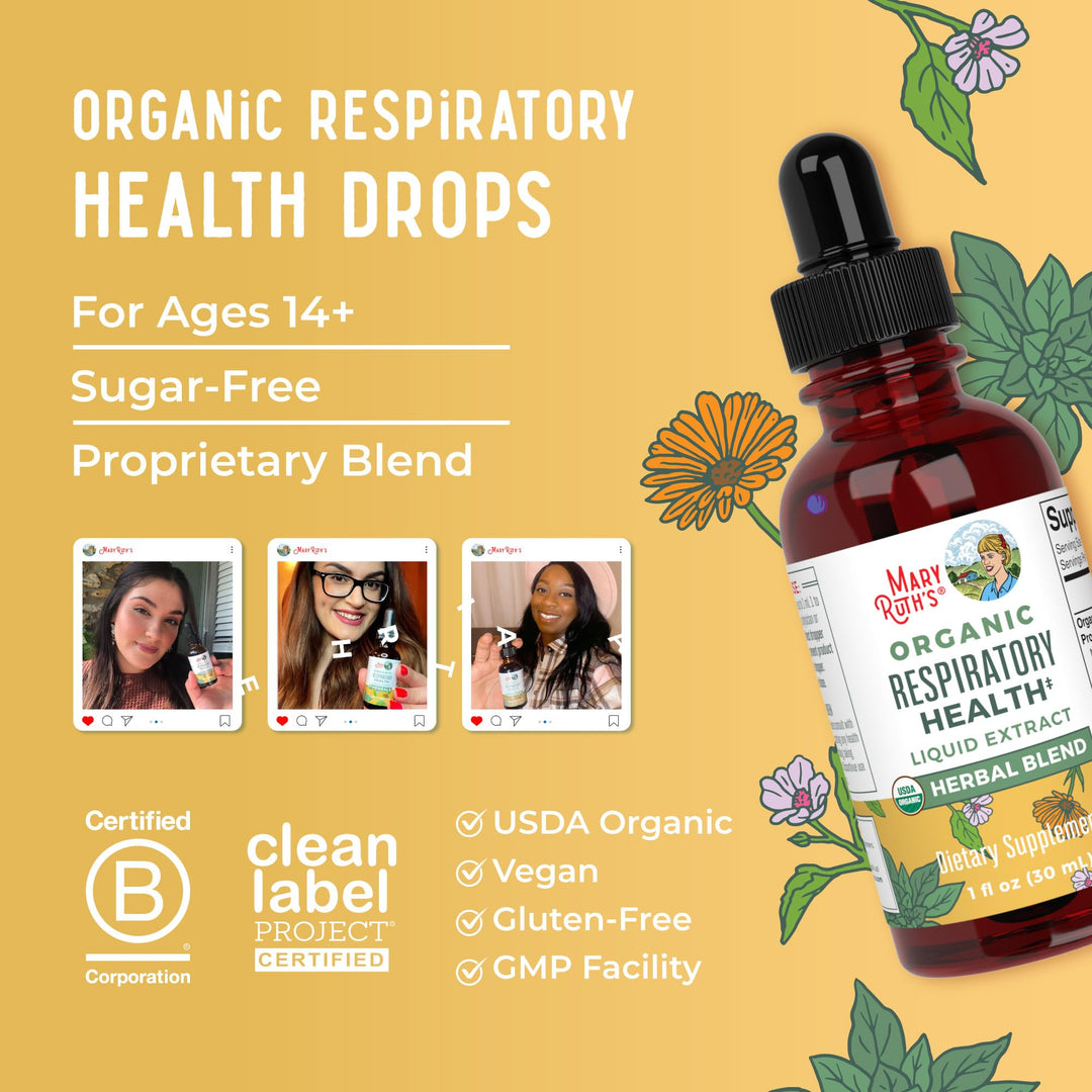 MARYRUTH'S Respiratory Health Liquid Drops, Herbal Blend, 1 fl oz