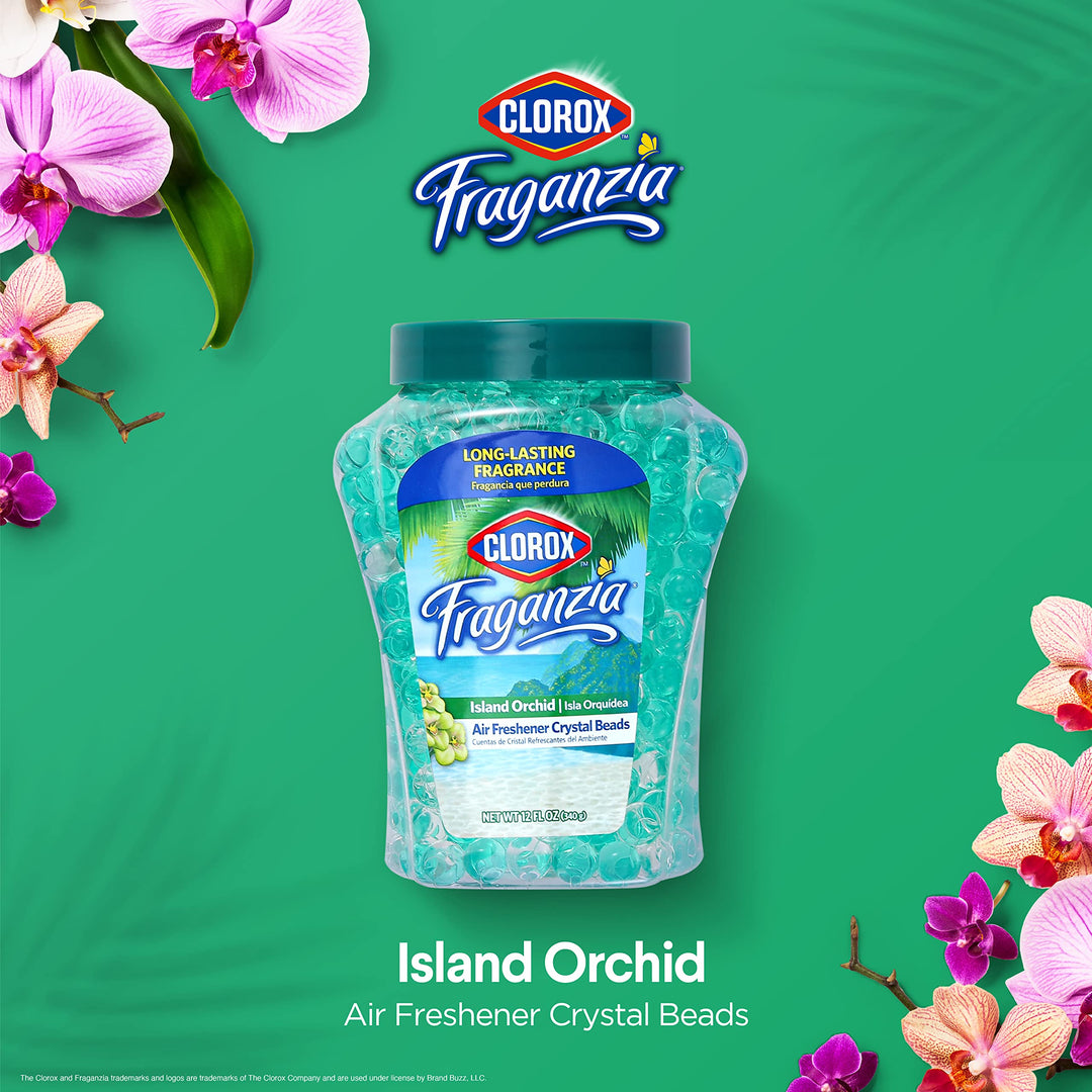 Clorox Fraganzia Crystal Beads Air Freshener, Island Orchid, 12 oz