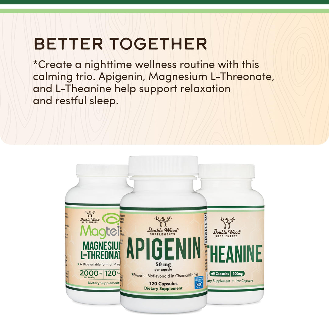 Double Wood Supplements Apigenin, 50 mg, 120 Count