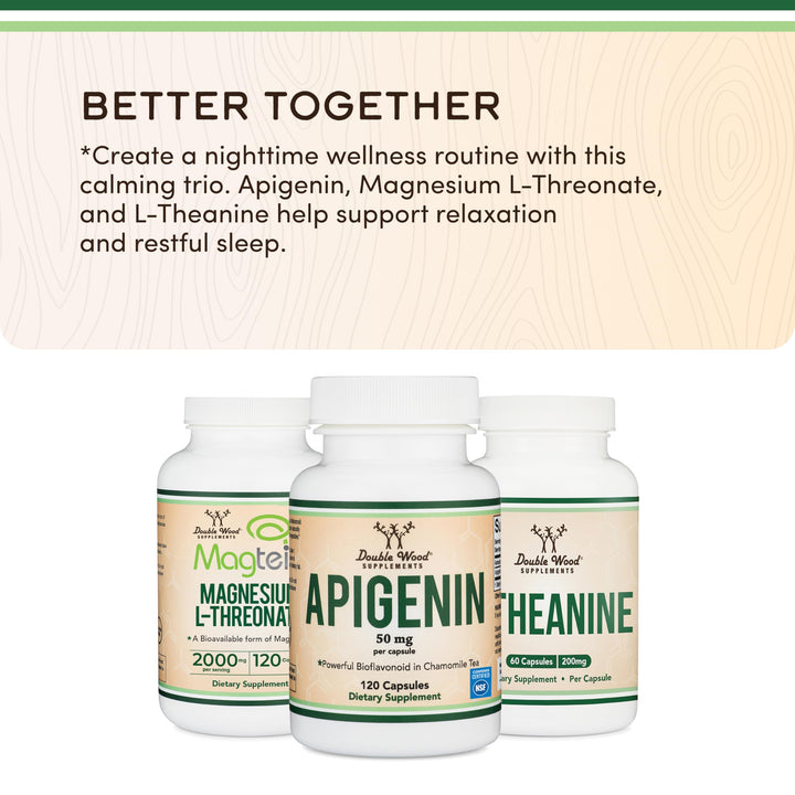 Double Wood Supplements Apigenin, 50 mg, 120 Count