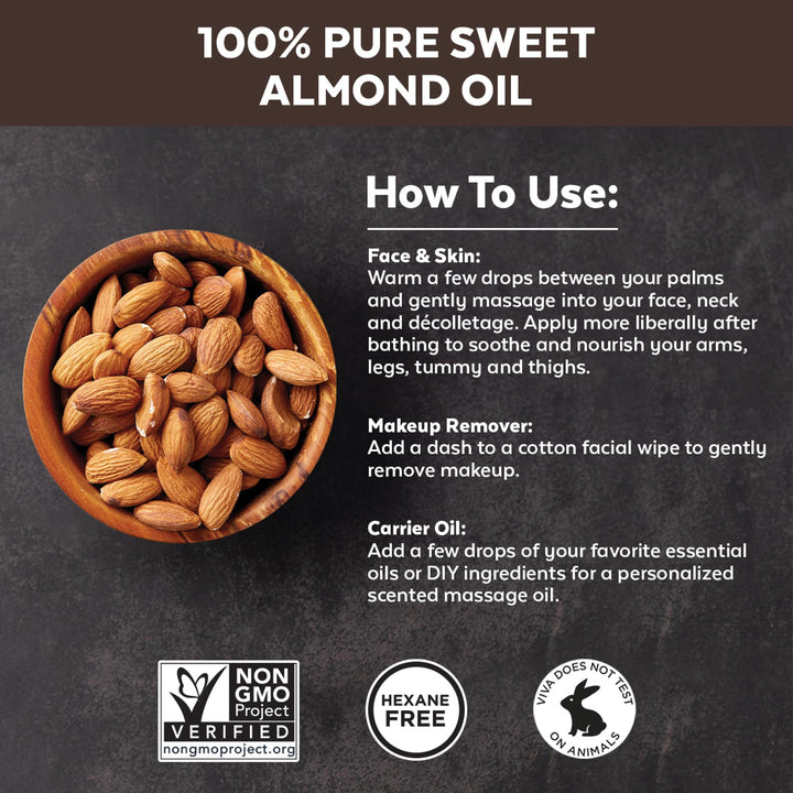 Viva Naturals Sweet Almond Oil, 16 fl oz