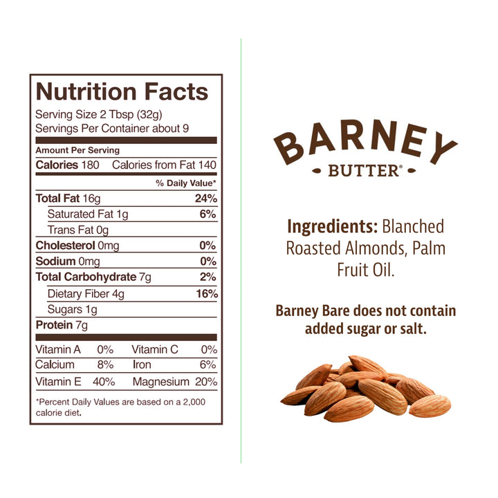 Barney Butter Almond Butter, Bare Smooth, 10 oz