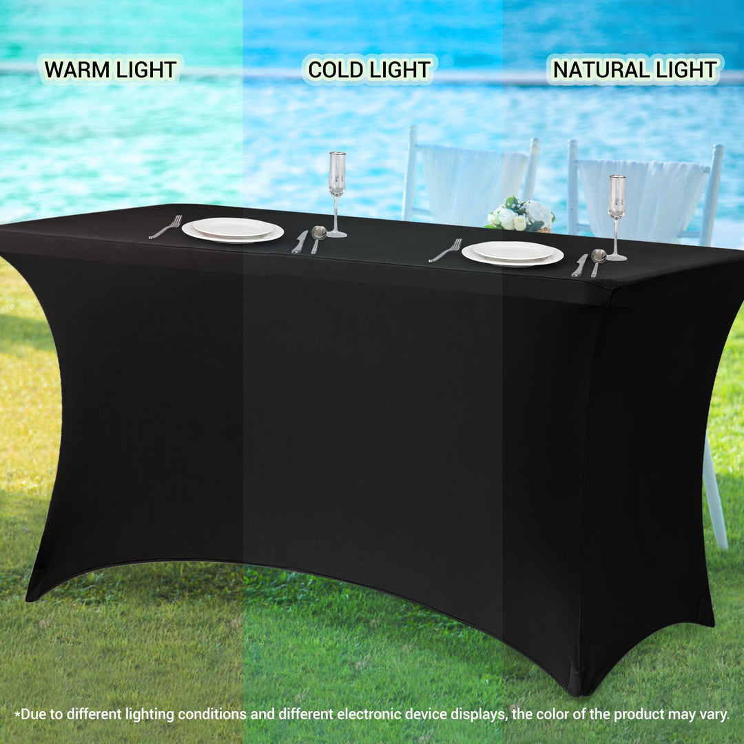 Obstal Stretch Spandex Table Cover, Black, 72 x 30 x 30 Inches