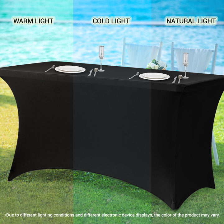 Obstal Stretch Spandex Table Cover, Black, 72 x 30 x 30 Inches