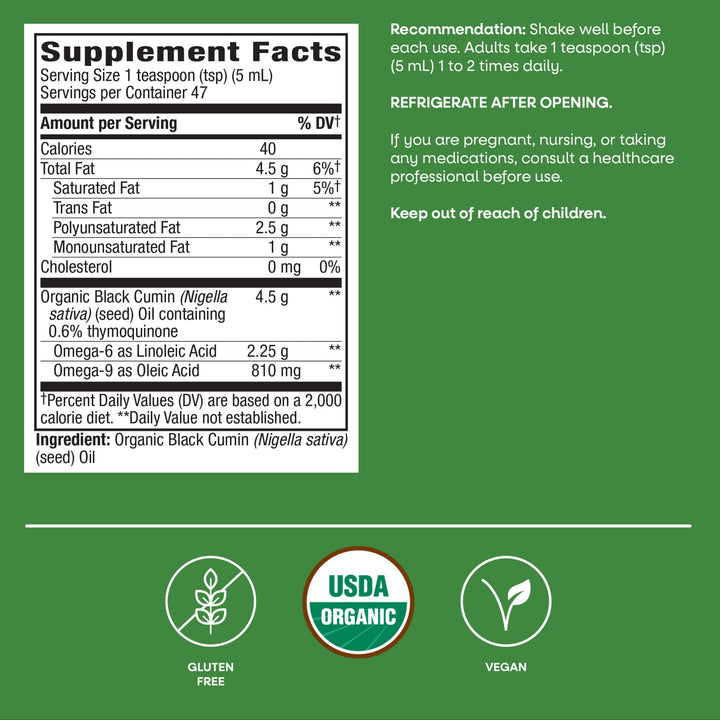 Nature's Way Organic Black Seed Oil, 8 oz