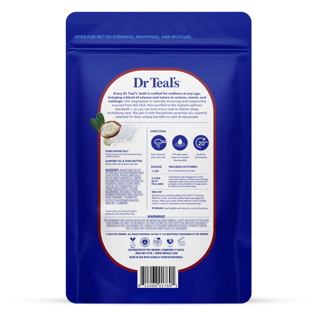 Dr Teal's Epsom Salt Magnesium Soak, Shea Butter & Almond Oil, 3 lb