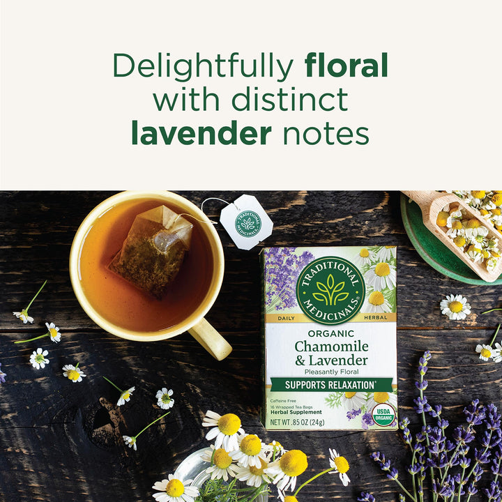 Traditional Medicinals Organic Chamomile With Lavender Herbal Tea, 16 Count