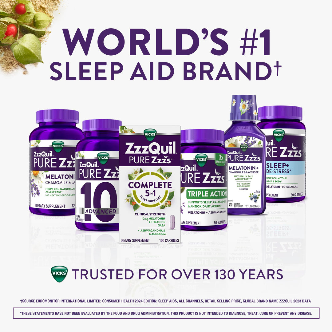 ZzzQuil Pure Zzzs Complete Sleep Melatonin 10 mg, 100 Count