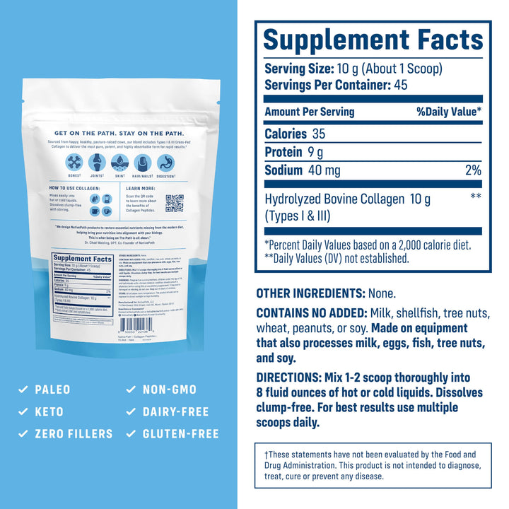 NativePath Collagen Peptides Powder, Unflavoured, 45 Servings