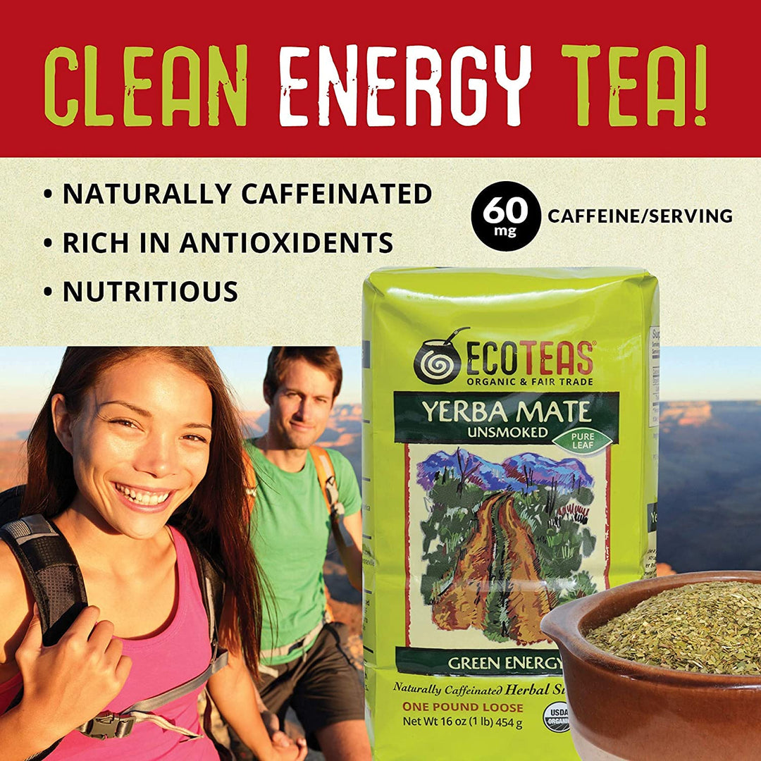 ECOTEAS Yerba Mate Pure Leaf Loose Tea, Unsmoked, 16 oz