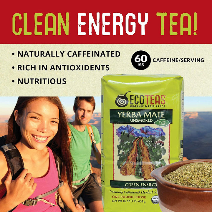 ECOTEAS Yerba Mate Pure Leaf Loose Tea, Unsmoked, 16 oz