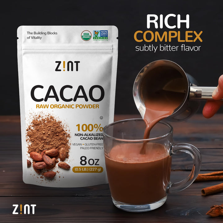 Zint Raw Organic Cacao Powder, Unsweetened, 8 oz