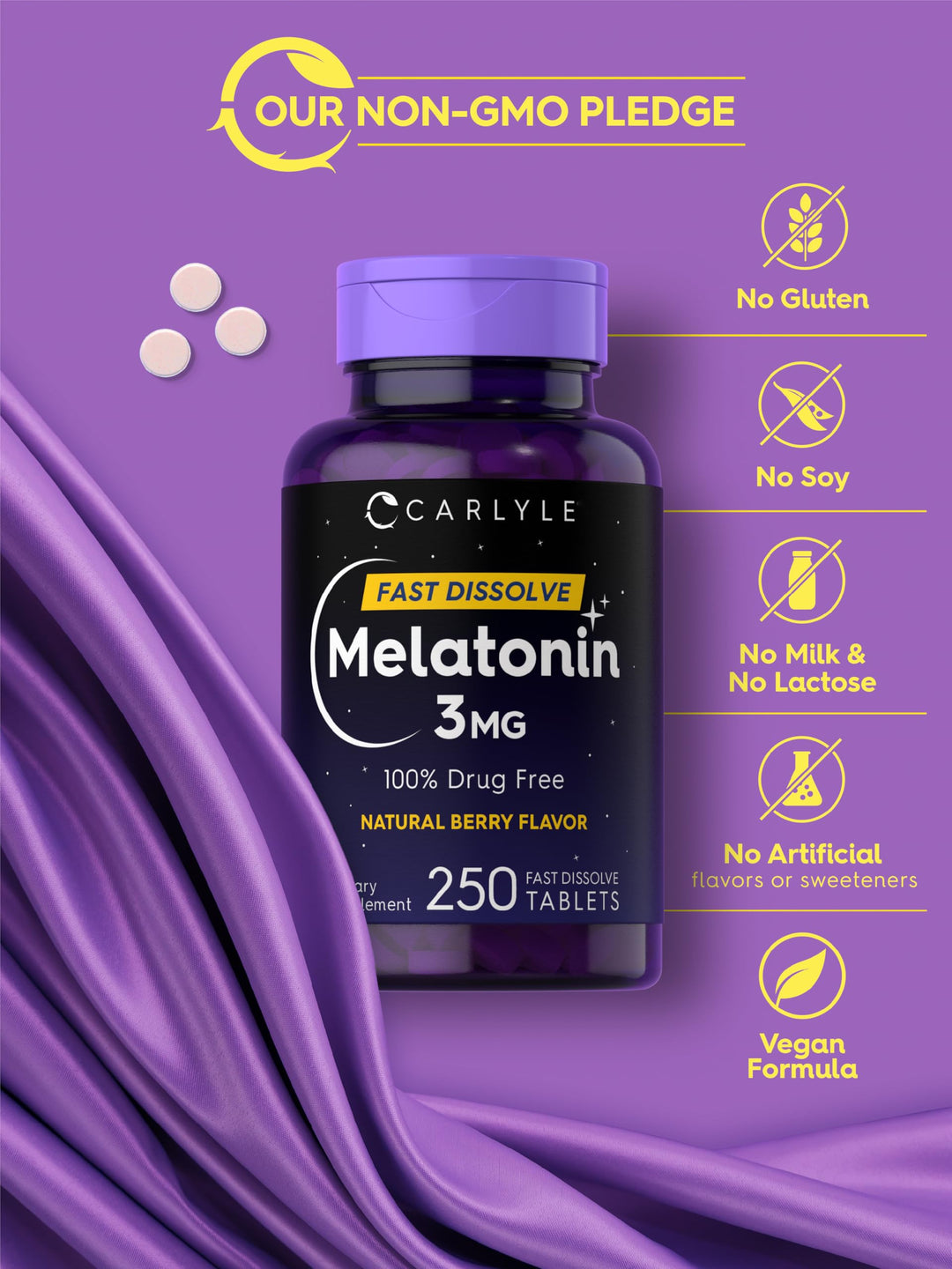 Carlyle Melatonin Fast Dissolve Tablets, 3 mg, 350 Count