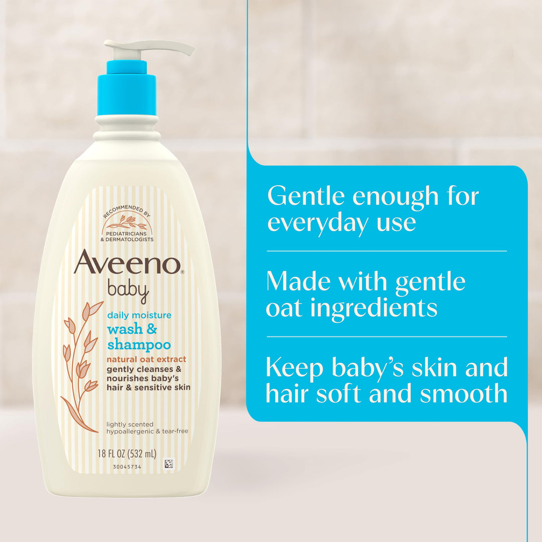 Aveeno Baby Gentle Wash & Shampoo, Lightly Scented, 18 fl oz