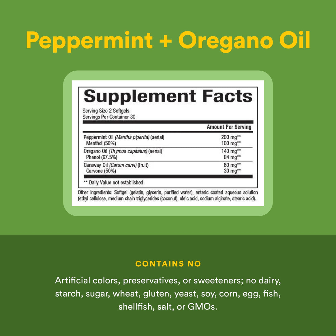 Natural Factors Peppermint & Oregano Oil Complex, 60 Count
