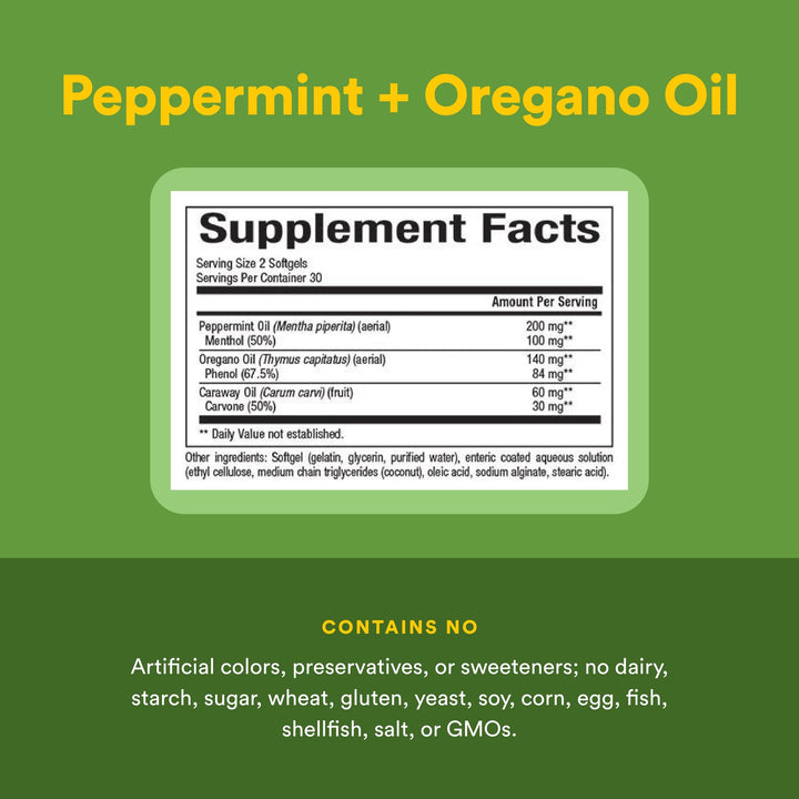 Natural Factors Peppermint & Oregano Oil Complex, 60 Count