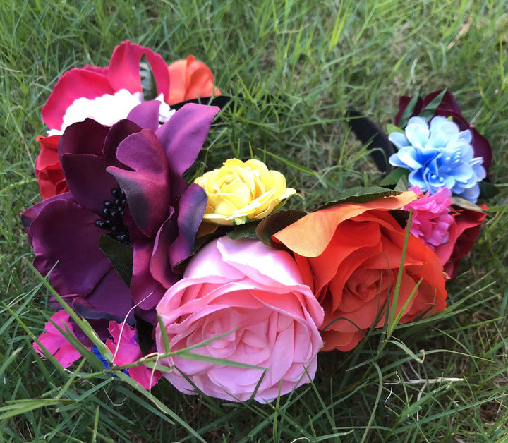 DreamLily Frida Kahlo Flower Crown Headband, Mexican Crown, M