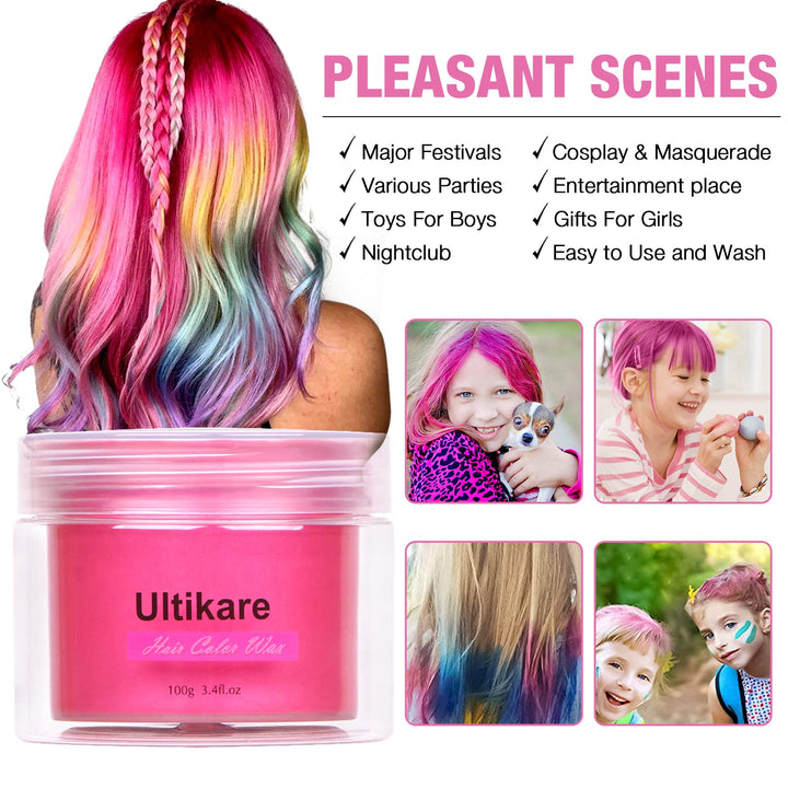 Ultikare Temporary Hair Color Wax, Pink, 3.4 oz