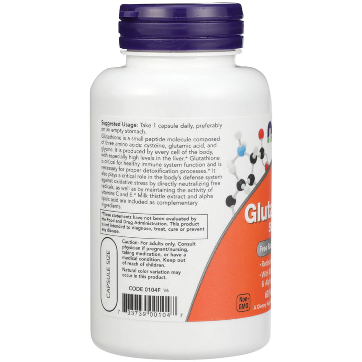 NOW Glutathione 500 mg, 60 Count