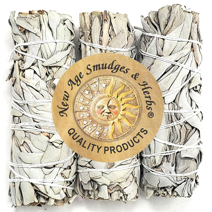 New Age Smudges and Herbs California Mini Sage Wands, White, 4 in, Pack of 3