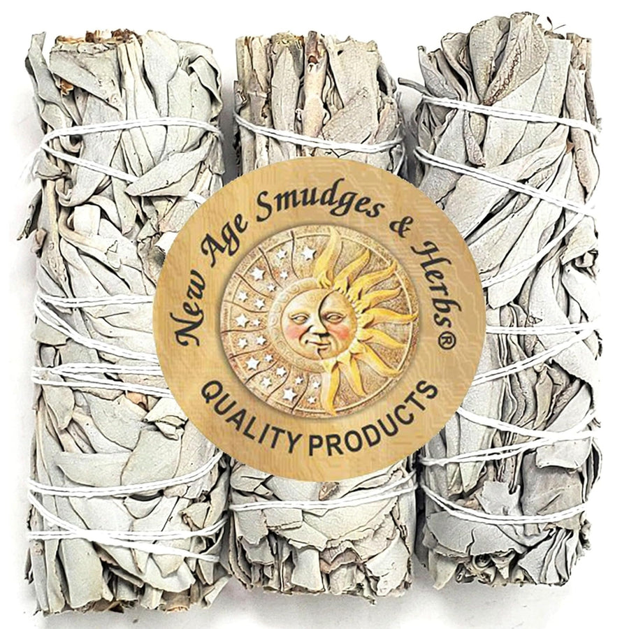 New Age Smudges and Herbs California Mini Sage Wands, White, 4 in, Pack of 3