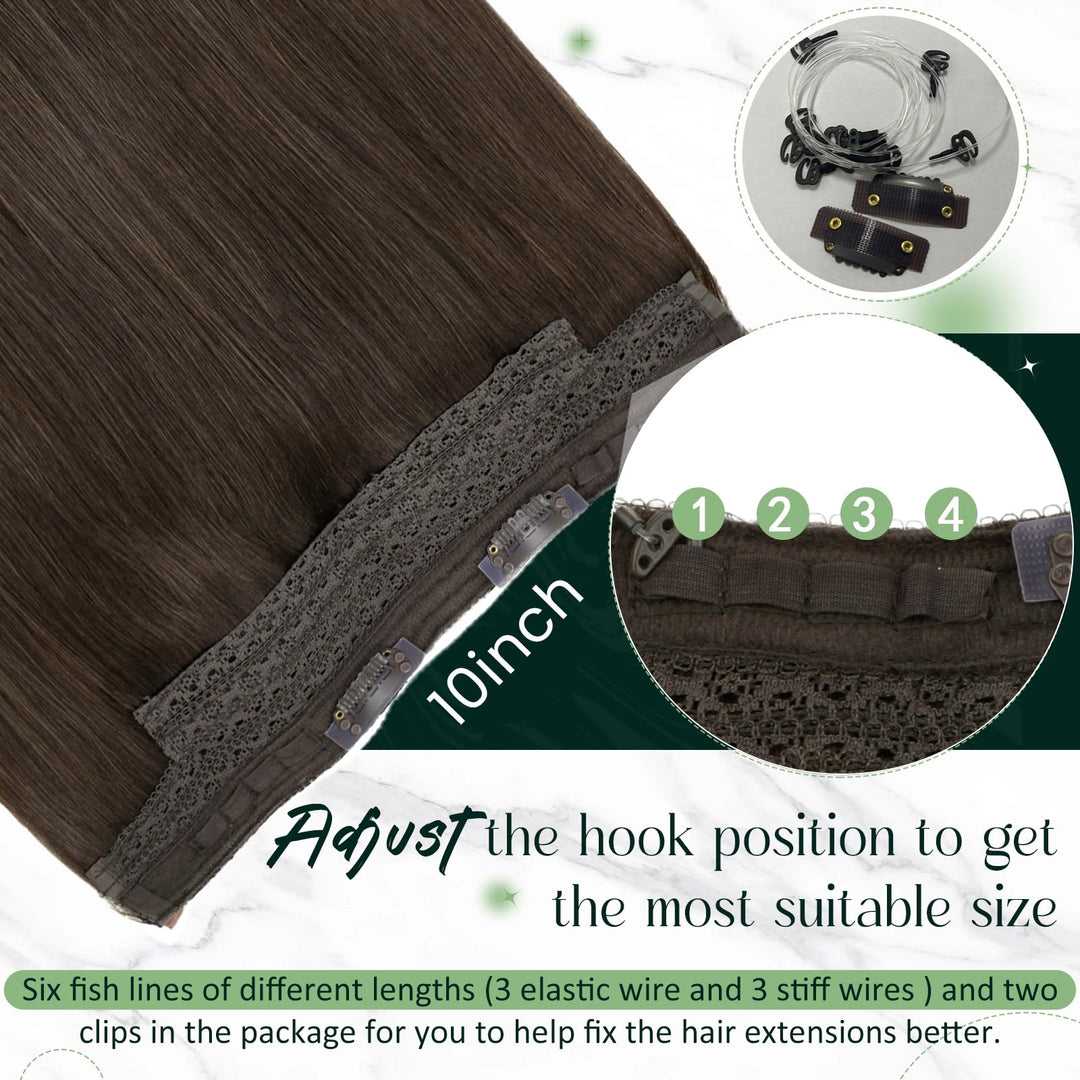 RUNATURE Wire Hair Extensions Straight, Dark Brown, 20 Inch 100g