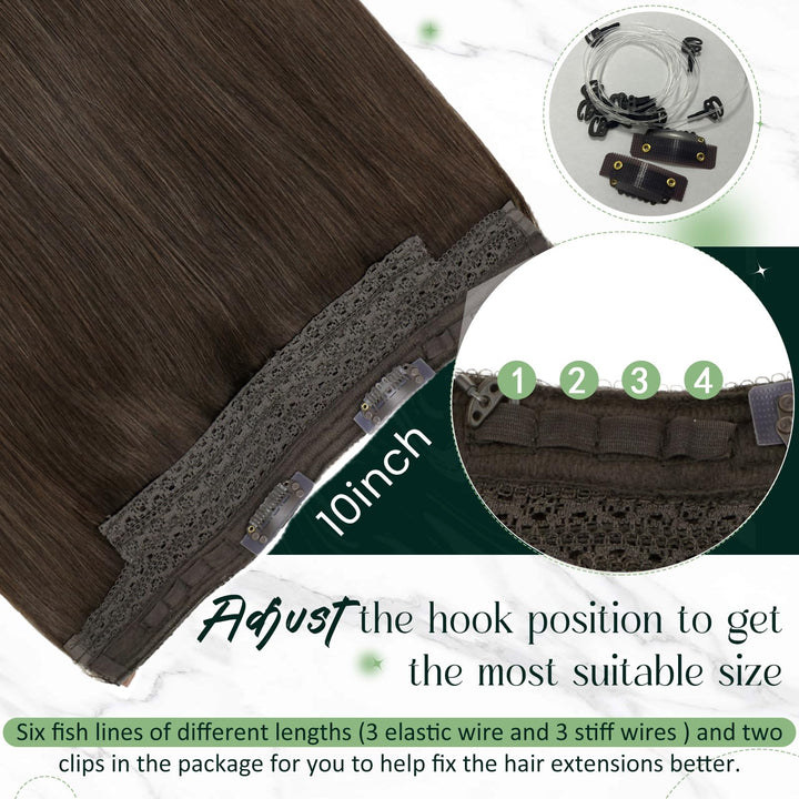 RUNATURE Wire Hair Extensions Straight, Dark Brown, 20 Inch 100g